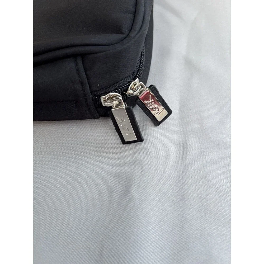 Yves Saint Laurent Beaute Black Canvas Makeup Bag Travel Cosmetic Organizer YSL